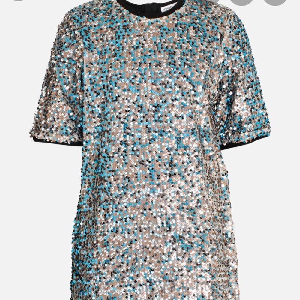 Minoti blue and silver sequined dress